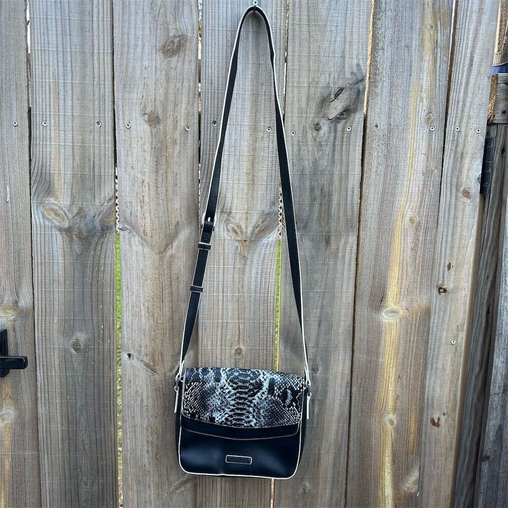 NWT Vera Bradley Black Snake Print Crossbody Bag Adjustable Strap Women's